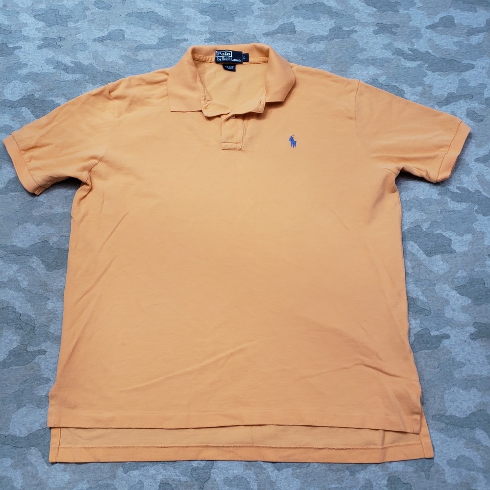 Polo Ralph Lauren Polo Shirt Mens Large Orange Short Sleeve